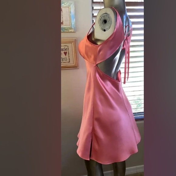 Vintage Y2K 100% Silk Slip Dress Backless Silk Dress Satin Slip Dress Tie Back S - Picture 4 of 12